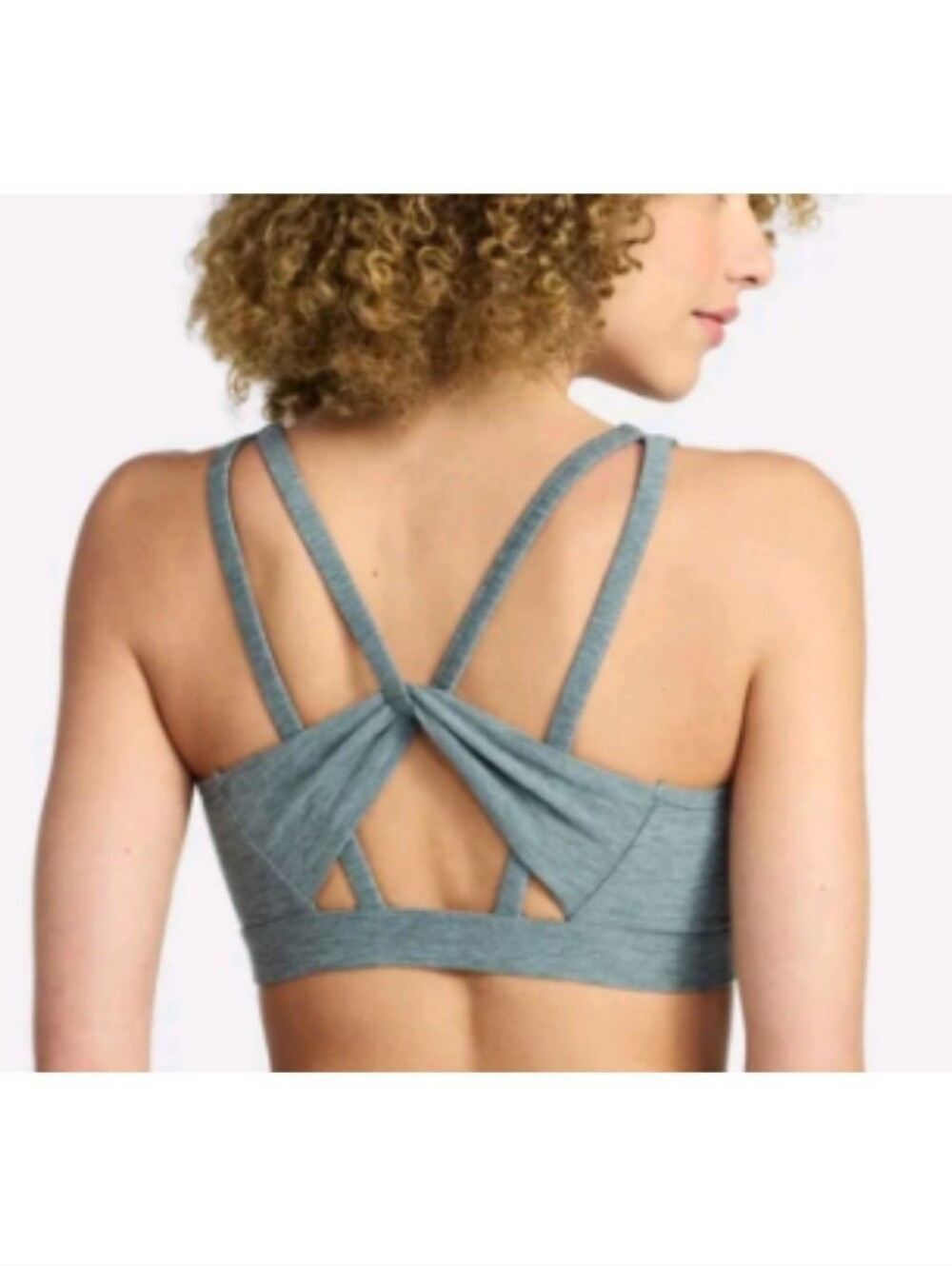 Green/Gray Twist-Back Sports Bra